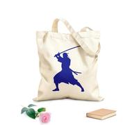 AILOONG Bolsos de lona de algodón para mujer Tela de 340g/m² de grosor arte de silueta de guerrero samurái Material agradable para la piel
