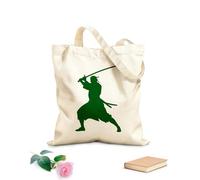 AILOONG Bolsos de lona de algodón para mujer Tela de 340g/m² de grosor arte de silueta de guerrero samurái Material agradable para la piel
