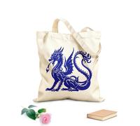 AILOONG Bolsos de lona de algodón para mujer Tela de 340g/m² de grosor Arte icónico de silueta de dragón de escamas místicas de la serpiente de las leyendas Material agradable para la piel