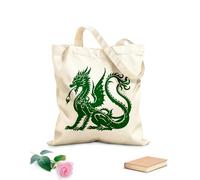 AILOONG Bolsos de lona de algodón para mujer Tela de 340g/m² de grosor Arte icónico de silueta de dragón de escamas místicas de la serpiente de las leyendas Material agradable para la piel