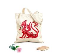 AILOONG Bolsos de lona de algodón para mujer Tela de 340g/m² de grosor Arte icónico de silueta de dragón de escamas místicas de la serpiente de las leyendas Material agradable para la piel