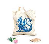 AILOONG Bolsos de lona de algodón para mujer Tela de 340g/m² de grosor Arte icónico de silueta de dragón de escamas místicas de la serpiente de las leyendas Material agradable para la piel