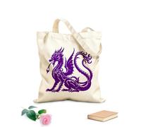 AILOONG Bolsos de lona de algodón para mujer Tela de 340g/m² de grosor Arte icónico de silueta de dragón de escamas místicas de la serpiente de las leyendas Material agradable para la piel