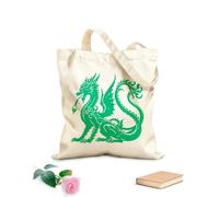 AILOONG Bolsos de lona de algodón para mujer Tela de 340g/m² de grosor Arte icónico de silueta de dragón de escamas místicas de la serpiente de las leyendas Material agradable para la piel