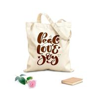 AILOONG Bolsos de lona de algodón para mujer Tela de 340g/m² de grosor Caligrafía positiva con letras de paz, amor y alegría. Material agradable para la piel