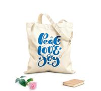 AILOONG Bolsos de lona de algodón para mujer Tela de 340g/m² de grosor Caligrafía positiva con letras de paz, amor y alegría. Material agradable para la piel
