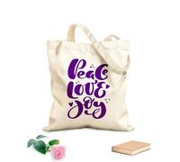 AILOONG Bolsos de lona de algodón para mujer Tela de 340g/m² de grosor Caligrafía positiva con letras de paz, amor y alegría. Material agradable para la piel