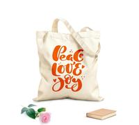 AILOONG Bolsos de lona de algodón para mujer Tela de 340g/m² de grosor Caligrafía positiva con letras de paz, amor y alegría. Material agradable para la piel