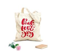 AILOONG Bolsos de lona de algodón para mujer Tela de 340g/m² de grosor Caligrafía positiva con letras de paz, amor y alegría. Material agradable para la piel