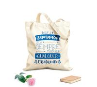 AILOONG Bolsos de lona de algodón para mujer Tela de 340g/m² de grosor Cita en portugués brasileño La esperanza siempre es más grande que cualquier obstáculo y nunca guarda una sonrisa amable.