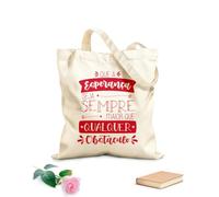 AILOONG Bolsos de lona de algodón para mujer Tela de 340g/m² de grosor Cita en portugués brasileño La esperanza siempre es más grande que cualquier obstáculo y nunca guarda una sonrisa amable.