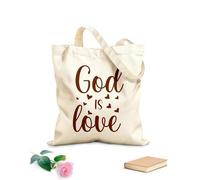 AILOONG Bolsos de lona de algodón para mujer Tela de 340g/m² de grosor Dios es amor Material agradable para la piel