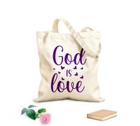 AILOONG Bolsos de lona de algodón para mujer Tela de 340g/m² de grosor Dios es amor Material agradable para la piel