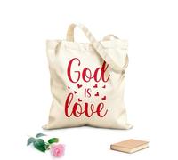 AILOONG Bolsos de lona de algodón para mujer Tela de 340g/m² de grosor Dios es amor Material agradable para la piel