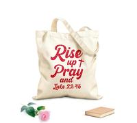AILOONG Bolsos de lona de algodón para mujer Tela de 340g/m² de grosor Levántate, ora, Dios, Jesús, diseño tipográfico Material agradable para la piel