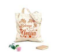 AILOONG Bolsos de lona de algodón para mujer Tela de 340g/m² de grosor mi corazón pertenece a jesus Material agradable para la piel