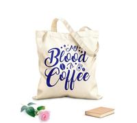 AILOONG Bolsos de lona de algodón para mujer Tela de 340g/m² de grosor Mi sangre es café, tipografía, letras, diseño de café. Material agradable para la piel