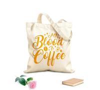 AILOONG Bolsos de lona de algodón para mujer Tela de 340g/m² de grosor Mi sangre es café, tipografía, letras, diseño de café. Material agradable para la piel