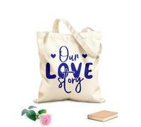 AILOONG Bolsos de lona de algodón para mujer Tela de 340g/m² de grosor Nuestra historia de amor, cita romántica escrita a mano Material agradable para la piel