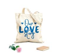 AILOONG Bolsos de lona de algodón para mujer Tela de 340g/m² de grosor Nuestra historia de amor, cita romántica escrita a mano Material agradable para la piel