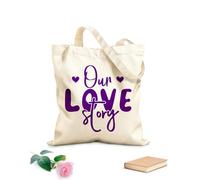 AILOONG Bolsos de lona de algodón para mujer Tela de 340g/m² de grosor Nuestra historia de amor, cita romántica escrita a mano Material agradable para la piel