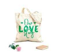 AILOONG Bolsos de lona de algodón para mujer Tela de 340g/m² de grosor Nuestra historia de amor, cita romántica escrita a mano Material agradable para la piel