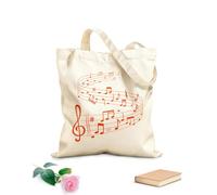 AILOONG Bolsos de lona de algodón para mujer Tela de 340g/m² de grosor ondas de canciones con notas de partitura en pentagramas Material agradable para la piel