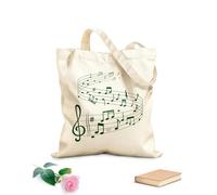 AILOONG Bolsos de lona de algodón para mujer Tela de 340g/m² de grosor ondas de canciones con notas de partitura en pentagramas Material agradable para la piel