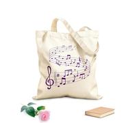 AILOONG Bolsos de lona de algodón para mujer Tela de 340g/m² de grosor ondas de canciones con notas de partitura en pentagramas Material agradable para la piel