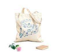 AILOONG Bolsos de lona de algodón para mujer Tela de 340g/m² de grosor ondas de canciones con notas de partitura en pentagramas Material agradable para la piel