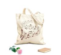 AILOONG Bolsos de lona de algodón para mujer Tela de 340g/m² de grosor ondas de canciones con notas de partitura en pentagramas Material agradable para la piel