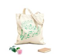 AILOONG Bolsos de lona de algodón para mujer Tela de 340g/m² de grosor ondas de canciones con notas de partitura en pentagramas Material agradable para la piel