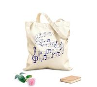 AILOONG Bolsos de lona de algodón para mujer Tela de 340g/m² de grosor ondas de canciones con notas de partitura en pentagramas Material agradable para la piel