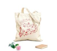 AILOONG Bolsos de lona de algodón para mujer Tela de 340g/m² de grosor ondas de canciones con notas de partitura en pentagramas Material agradable para la piel