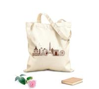 AILOONG Bolsos de lona de algodón para mujer Tela de 340g/m² de grosor París, ciudad europea Material agradable para la piel