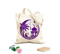 AILOONG Bolsos de lona de algodón para mujer Tela de 340g/m² de grosor Silueta de un hombre rezando al atardecer durante el Ramadán Mubarak Material agradable para la piel