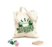 AILOONG Bolsos de lona de algodón para mujer Tela de 340g/m² de grosor Sin excusas, solo resultados, barra de gimnasio. Material agradable para la piel