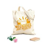 AILOONG Bolsos de lona de algodón para mujer Tela de 340g/m² de grosor Sin excusas, solo resultados, barra de gimnasio. Material agradable para la piel