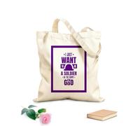 AILOONG Bolsos de lona de algodón para mujer Tela de 340g/m² de grosor Solo quiero ser un soldado en el ejército de Dios. Material agradable para la piel