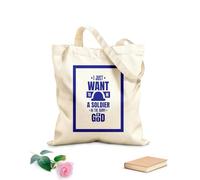 AILOONG Bolsos de lona de algodón para mujer Tela de 340g/m² de grosor Solo quiero ser un soldado en el ejército de Dios. Material agradable para la piel