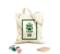 AILOONG Bolsos de lona de algodón para mujer Tela de 340g/m² de grosor Solo quiero ser un soldado en el ejército de Dios. Material agradable para la piel