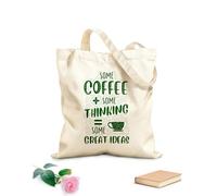 AILOONG Bolsos de lona de algodón para mujer Tela de 340g/m² de grosor Un poco de café, algunas reflexiones, algunas grandes ideas, citas sobre café. Material agradable para la piel