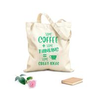 AILOONG Bolsos de lona de algodón para mujer Tela de 340g/m² de grosor Un poco de café, algunas reflexiones, algunas grandes ideas, citas sobre café. Material agradable para la piel