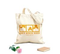 AILOONG Bolsos de lona de algodón para mujer Tipografía perfecta de la playa de Santa Mónica Tela de 340g/m² de grosor Material agradable para la piel