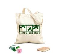 AILOONG Bolsos de lona de algodón para mujer Tipografía perfecta de la playa de Santa Mónica Tela de 340g/m² de grosor Material agradable para la piel