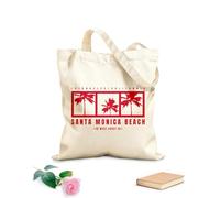 AILOONG Bolsos de lona de algodón para mujer Tipografía perfecta de la playa de Santa Mónica Tela de 340g/m² de grosor Material agradable para la piel