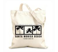 AILOONG Bolsos de lona de algodón para mujer Tipografía perfecta de la playa de Santa Mónica Tela de 12 oz de grosor Material agradable para la piel 25x30cm Pequeño