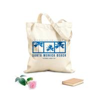 AILOONG Bolsos de lona de algodón para mujer Tipografía perfecta de la playa de Santa Mónica Tela de 340g/m² de grosor Material agradable para la piel