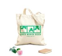 AILOONG Bolsos de lona de algodón para mujer Tipografía perfecta de la playa de Santa Mónica Tela de 340g/m² de grosor Material agradable para la piel
