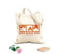 AILOONG Bolsos de lona de algodón para mujer Tipografía perfecta de la playa de Santa Mónica Tela de 340g/m² de grosor Material agradable para la piel